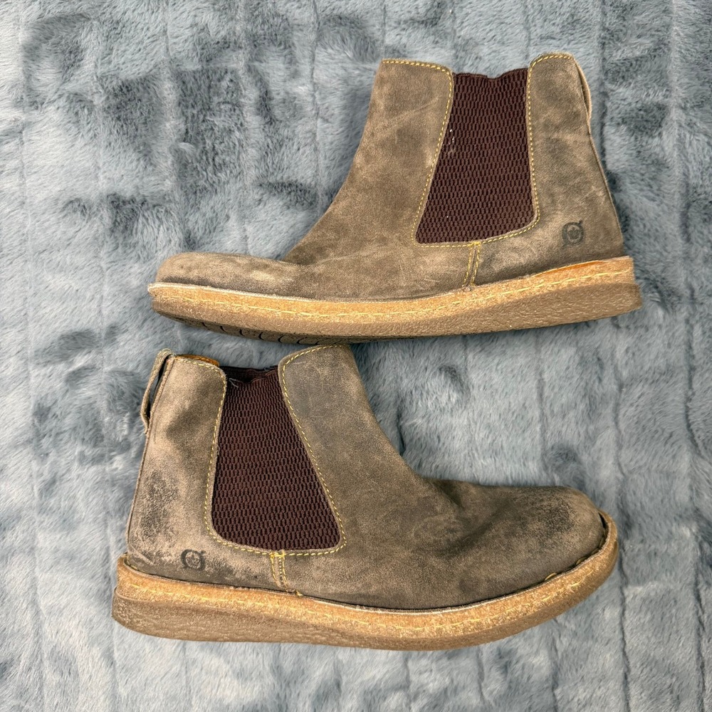 Born Mens Brown Suede Chelsea Boots Ankle Pull On BR0028242 Size 9.5